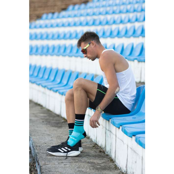 Chaussettes Running Microlon® Turquoise & Noir