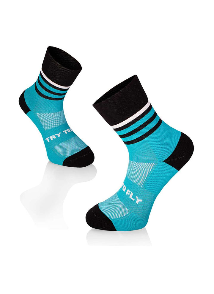 Chaussettes Running Microlon® Turquoise & Noir - Try To Fly