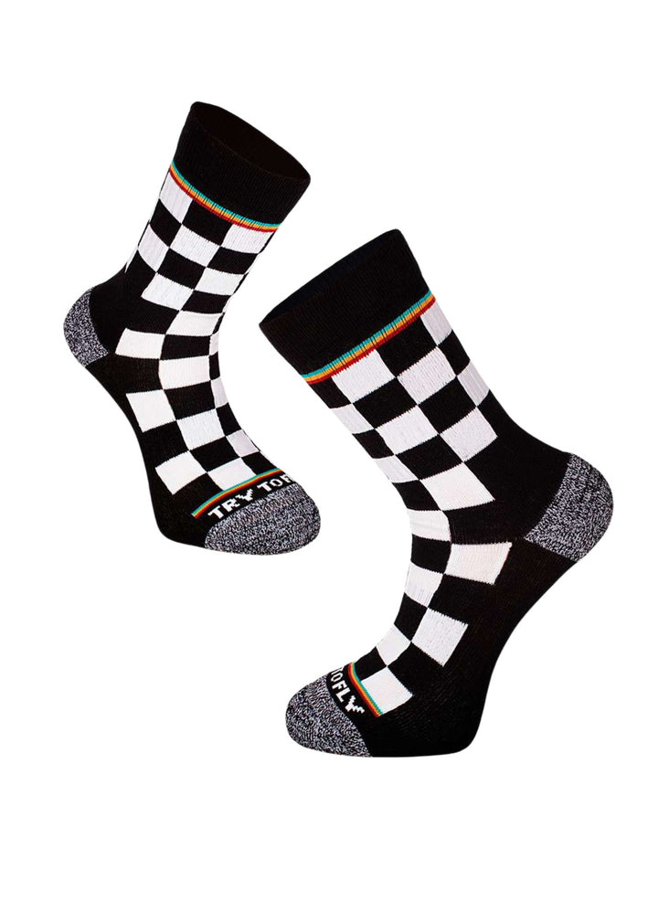 Chaussettes Active Life Style - Noir & Blanc, style rétro - Try To Fly