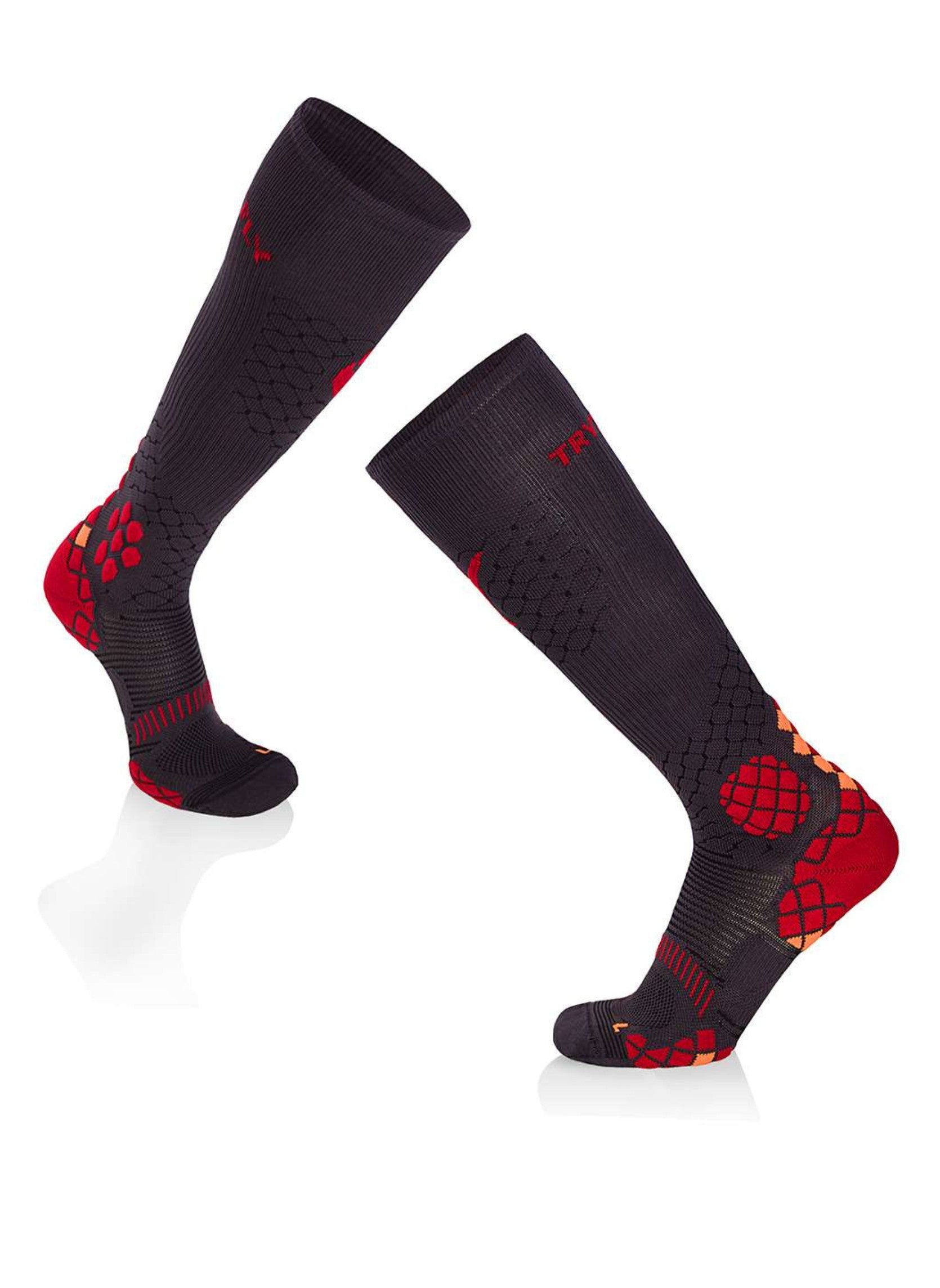 Chaussettes Compression Haut-Mollet Anthracite & Rouge