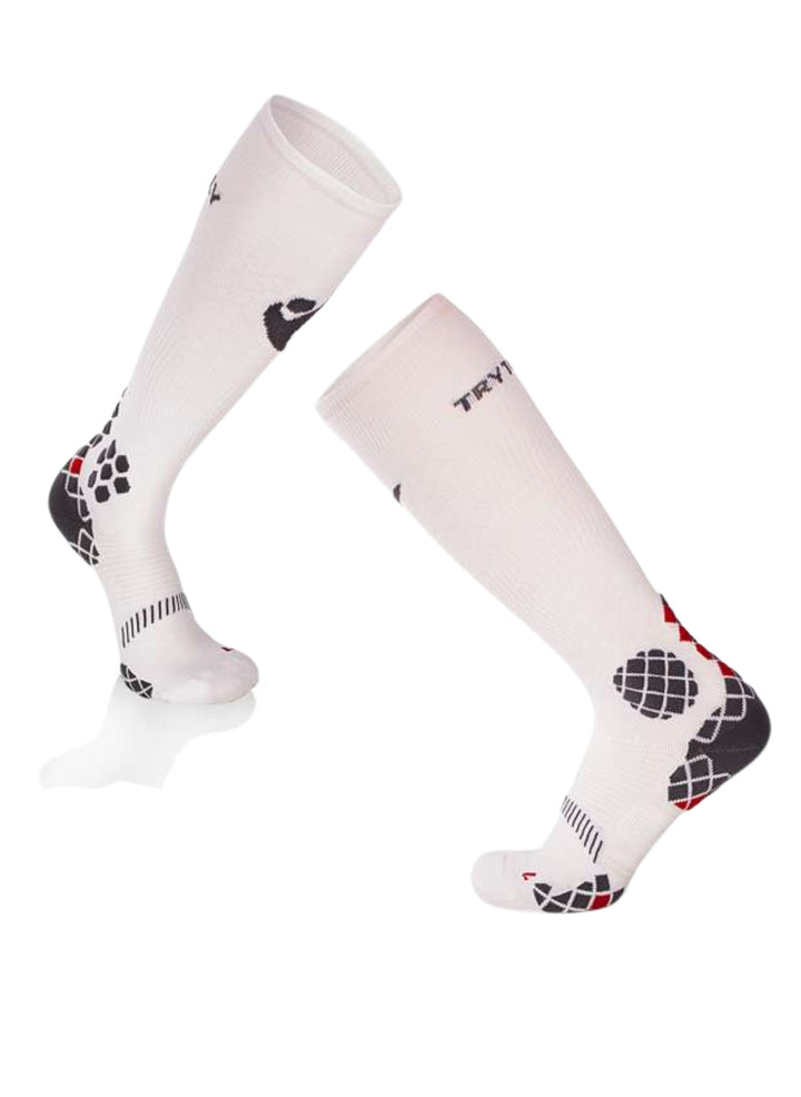 Chaussettes Compression Haut-Mollet Blanc & Gris - Try To Fly