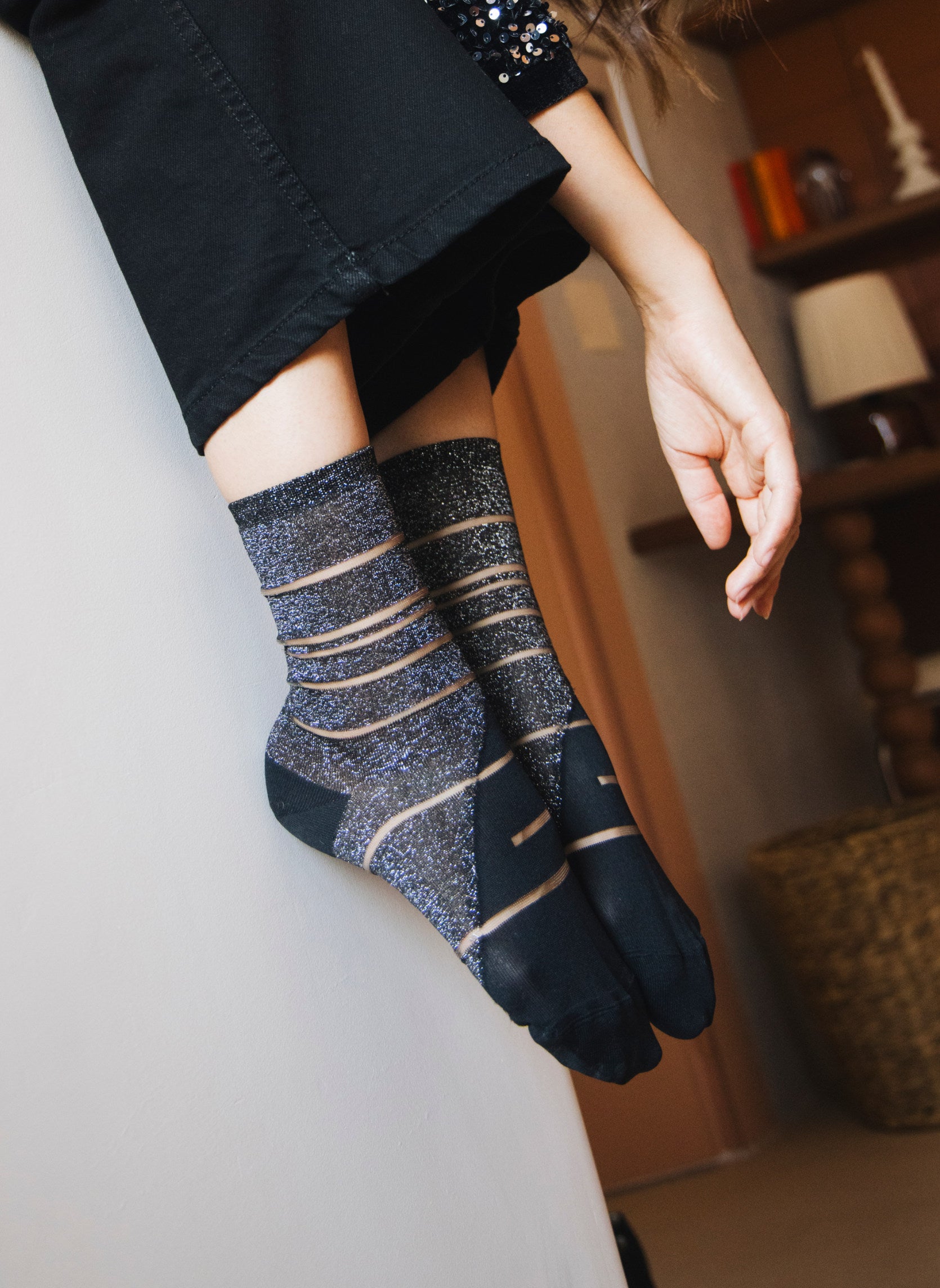 Chaussettes Transparentes à Paillettes Tate Modern Silver