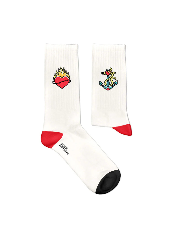 Chaussettes Sport Tatouage Symboles Romantiques - Sock Affairs