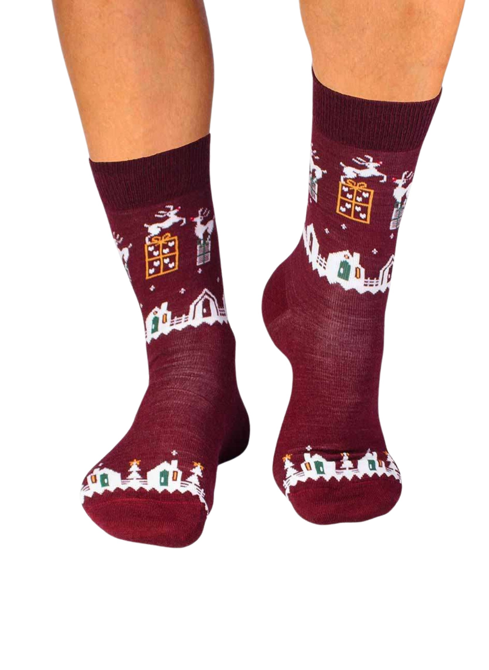 Coffret de 4 Paires de Chaussettes en Laine Mérinos Cadeaux de Noël