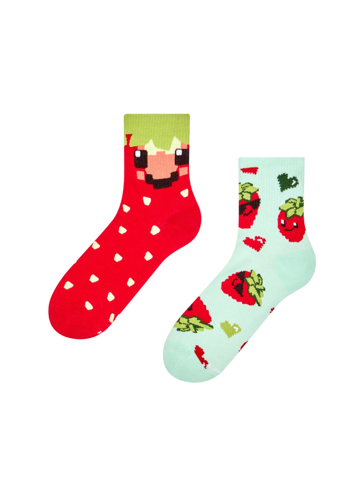 Chaussettes Courtes Fraises en Pixels - Dedoles
