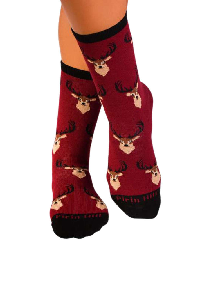 Chaussettes Coton Bio Bordeaux Cerfs Majestueux - Pirin Hill