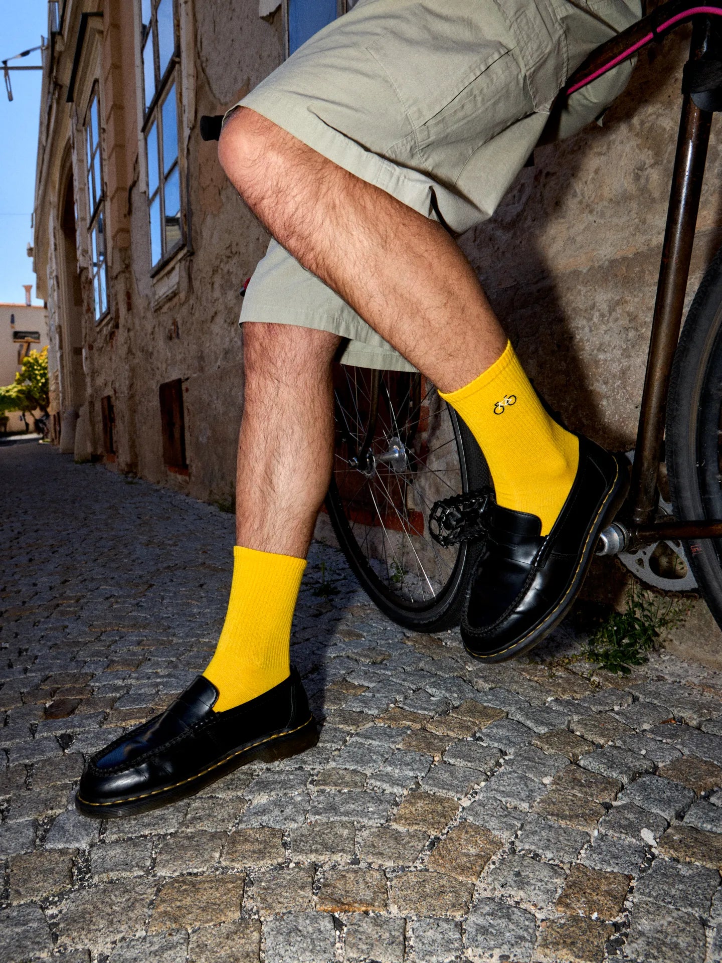 Chaussettes Côtelées Cyclisme Jaune