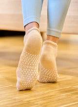Chaussettes Antidérapantes Pilates & Yoga Beige - Dedoles