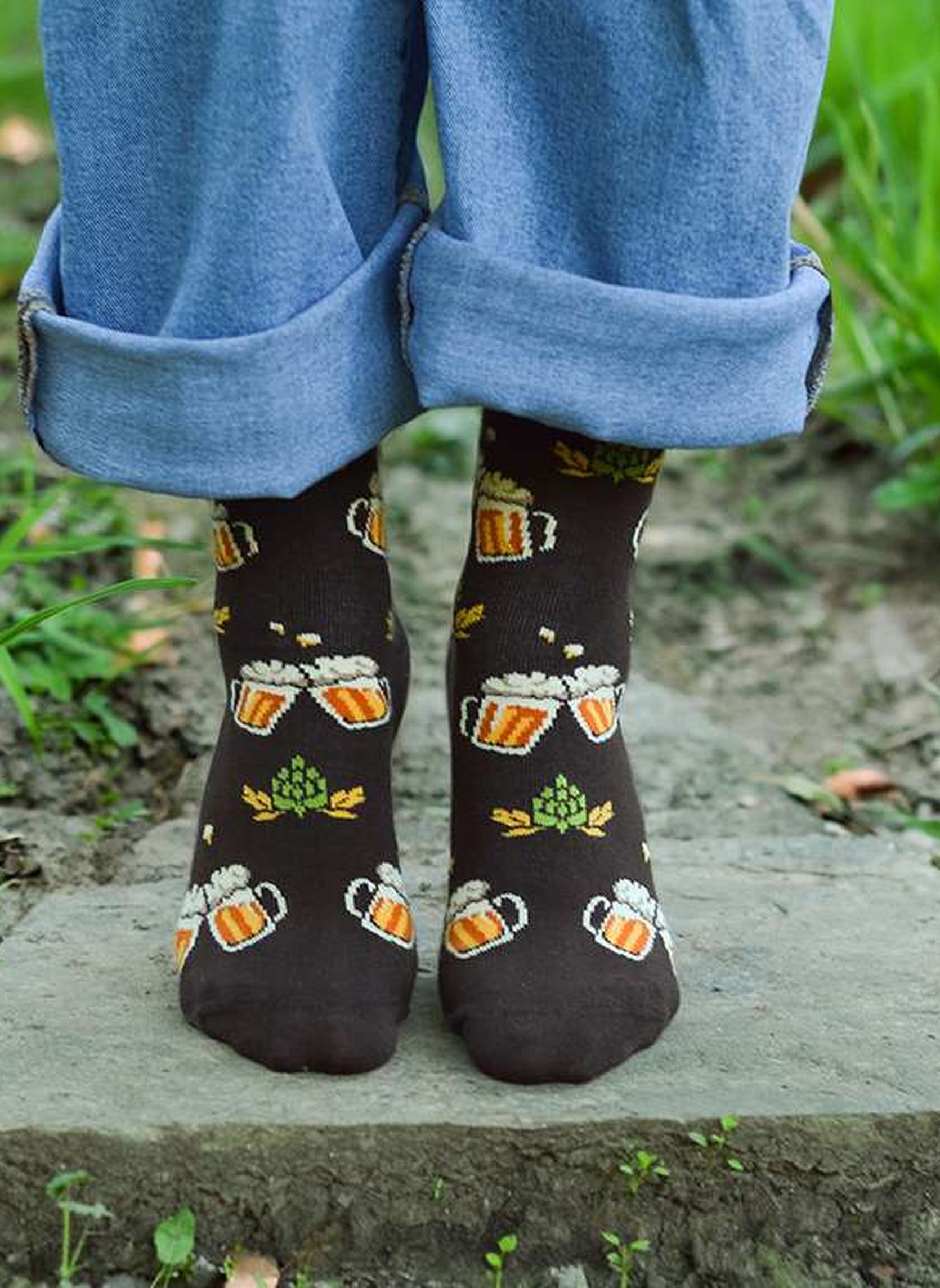 Chaussettes Coton Bio Bière - Marron - Pirin Hill — portées