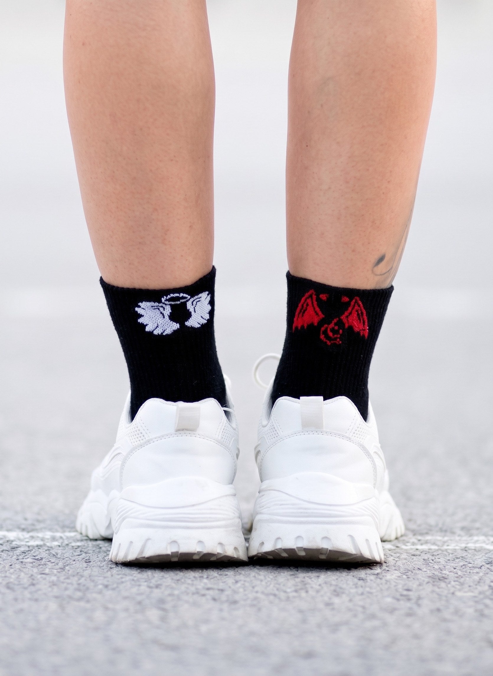 Chaussettes Courtes Active Day Noires Ange & Démon - Pirin Hill