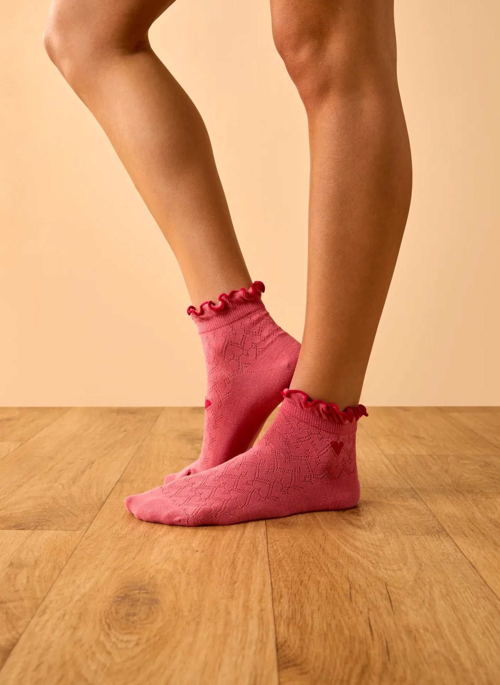 Chaussettes Courtes Cutecore Cœur Rouge - Dedoles