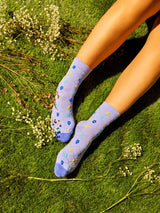 Chaussettes Courtes Cutecore Fleurs Violettes & Bleues - Dedoles