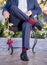 Chaussettes Haut-Mollet Laine Mérinos & Coton Bordeaux - Pirin Hill