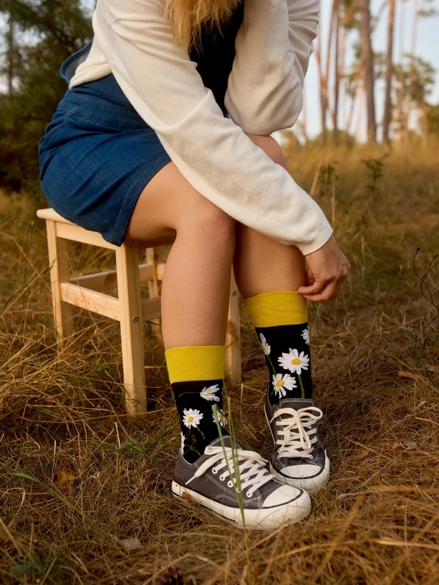Chaussettes Marguerites dans la Nuit - Dedoles