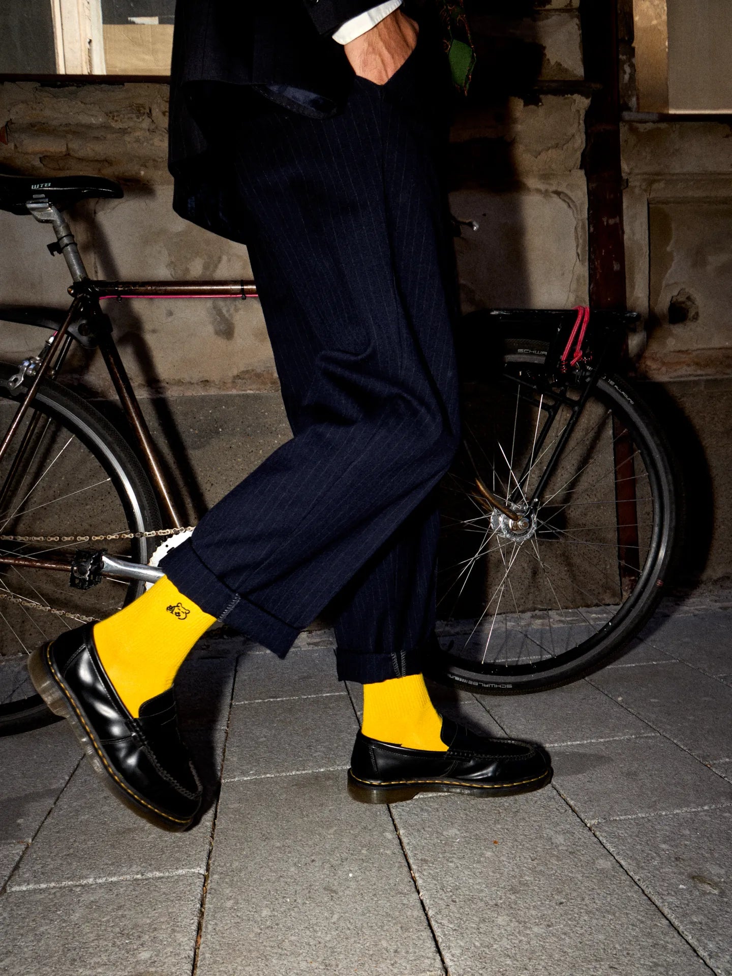 Chaussettes Côtelées Cyclisme Jaune