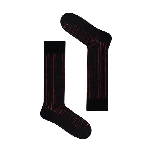 Le Bar a Chaussettes - Chaussettes Fil d'Ecosse Noires Rayures Rouges