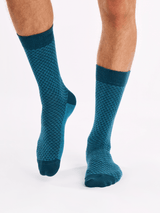 Le Bar a Chaussettes - Chaussettes Bambou Jacquard Bleues Émeraude