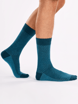 Le Bar a Chaussettes - Chaussettes Bambou Jacquard Bleues Émeraude