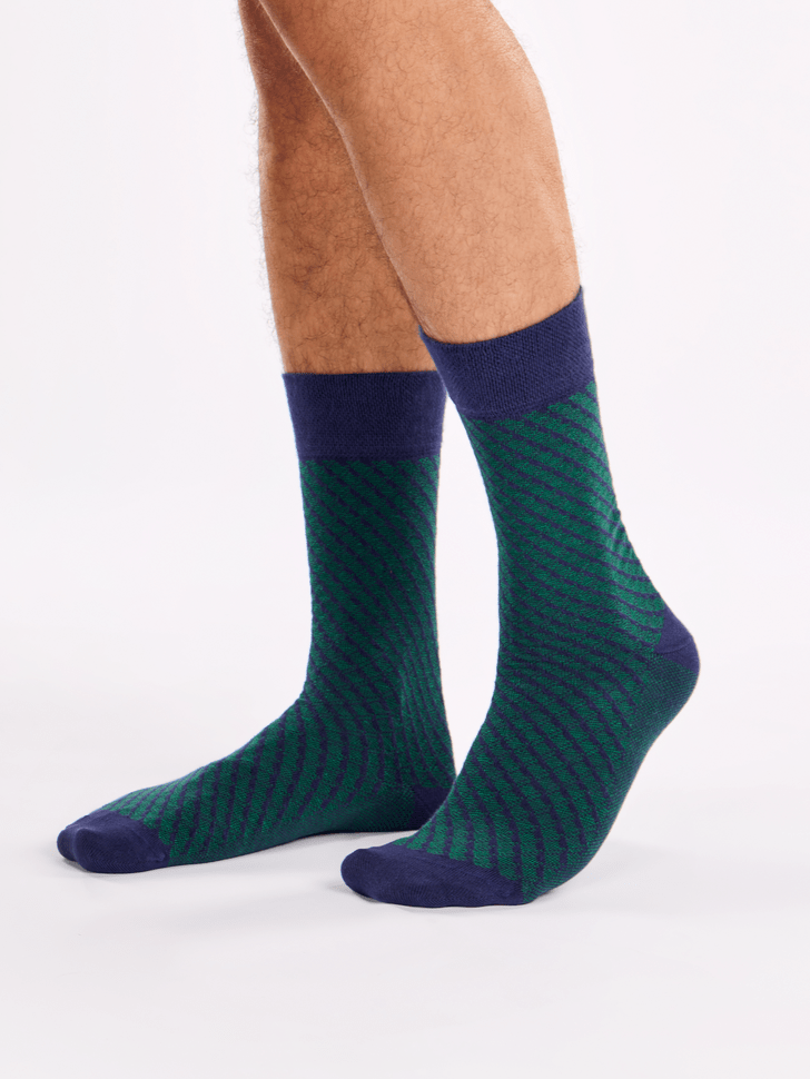 Le Bar a Chaussettes - Chaussettes Bambou Jacquard Bleues et Vertes