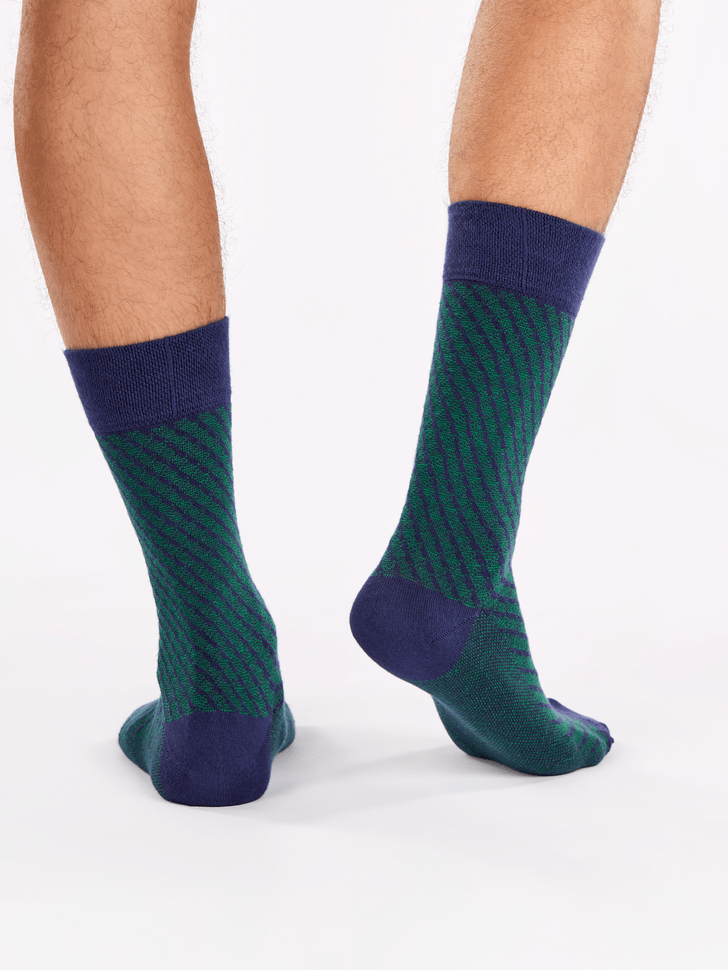 Le Bar a Chaussettes - Chaussettes Bambou Jacquard Bleues et Vertes