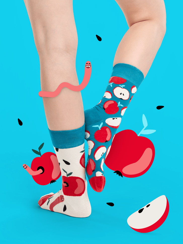 Le Bar a Chaussettes - Chaussettes Pommes Rouges et Vers