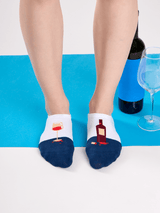 Le Bar a Chaussettes - Socquettes Invisibles Bouteille et Verre de Vin