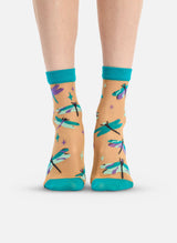 Chaussettes Nylon Libellules Turquoises