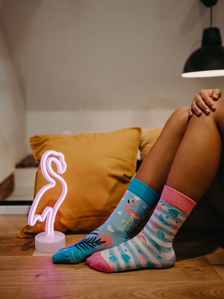 Le Bar a Chaussettes - Chaussettes Flamants Roses Amoureux